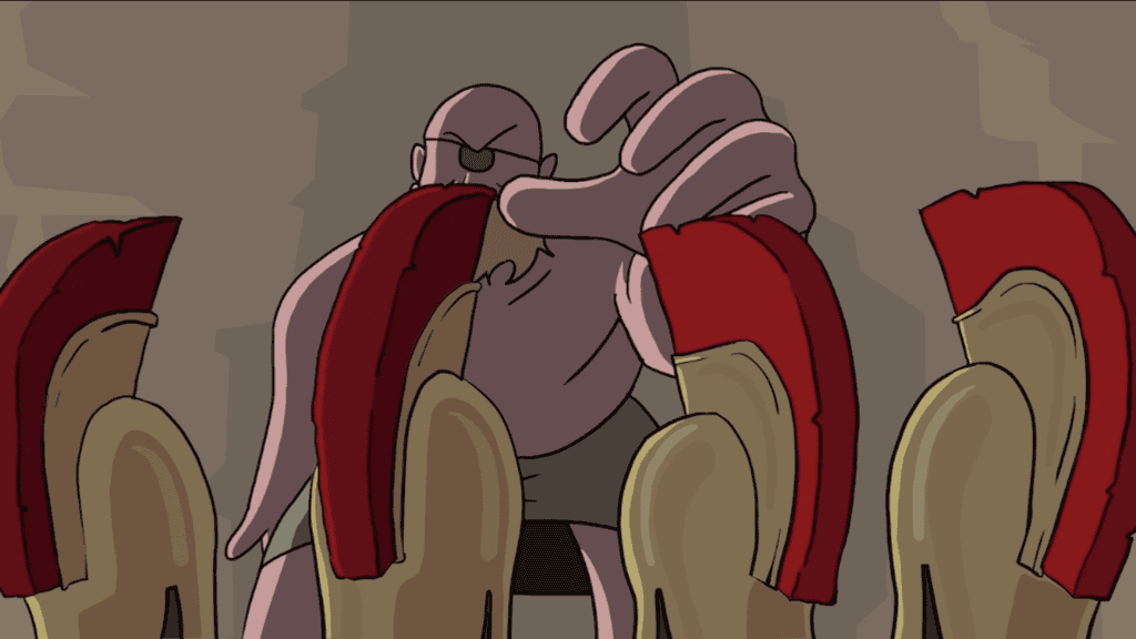 Frame from the Odysseus and the cyclops-animation